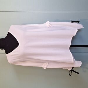 Nwt Halogen Sheer White Adjustable Sleeve Blouse Size Large